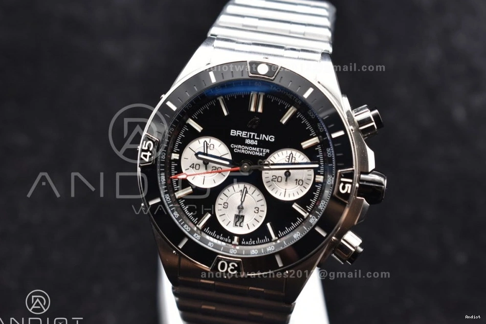 Black A7750 on SS 1:1 Chronomat Dial 44mm Edition BLSF Best B01 SS Bracelet 1105